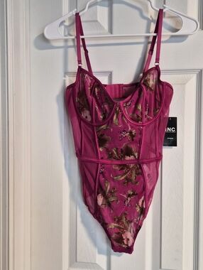 ​NWT INC Intimates Tropical Jungle Floral Mesh Bodysuit - Medium